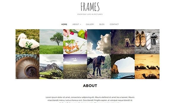 Frames: free WordPress theme for photography