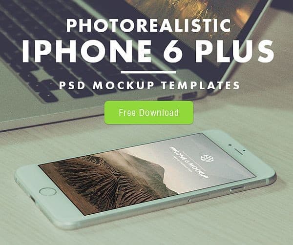 Free Photorealistic iPhone 6 Plus PSD Mockup Templates