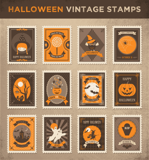Halloween vintage stamps