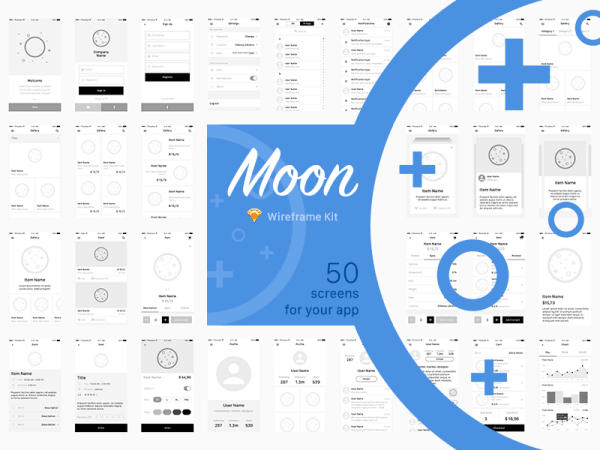 Freebie: Moon wireframe UI kit free download