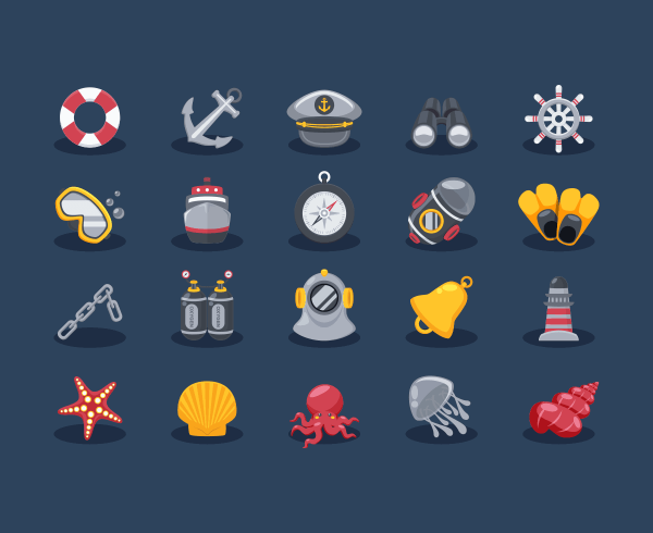 Free sea elements icons